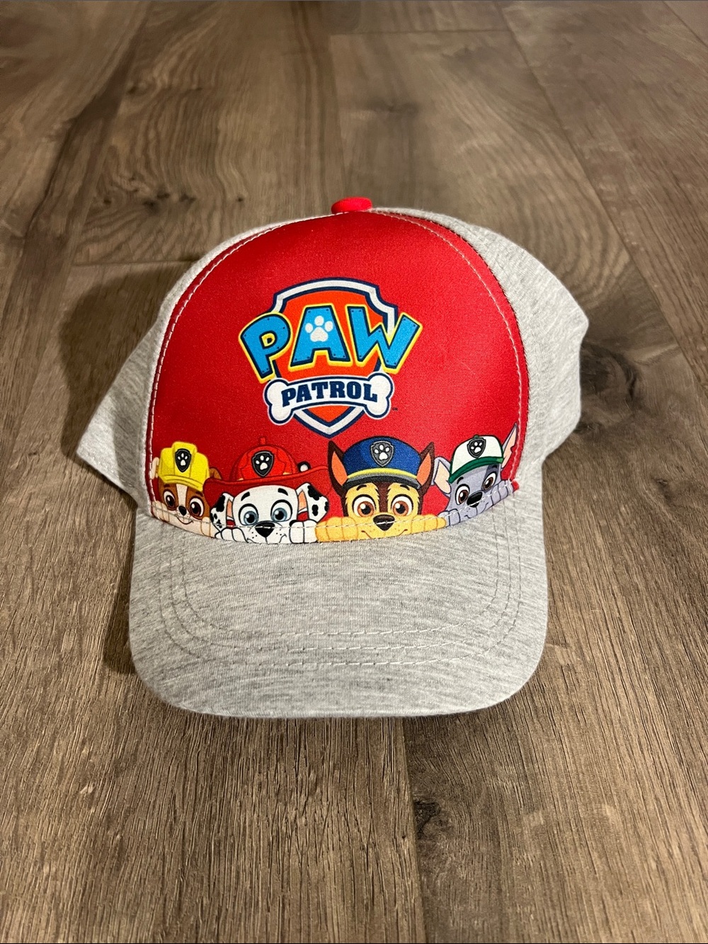 Paw Patrol boys Red & Heather Gray Kids Character Baseball Cap sz 2-4y